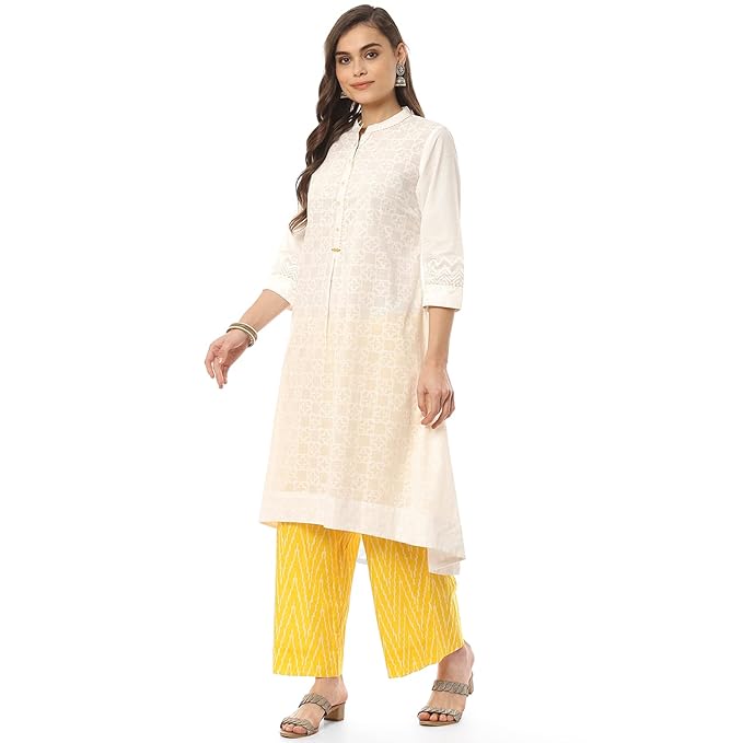Bloom Women Cotton A - Line Kurta Cropped Palazzo Suit Set
