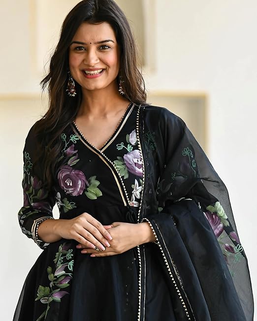 Shreeya Women's Georgette Anarkali Floral Printed Kurta