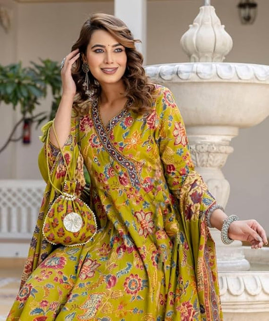 Niveda Women Printed Anarkali Kurta and Pant Set
