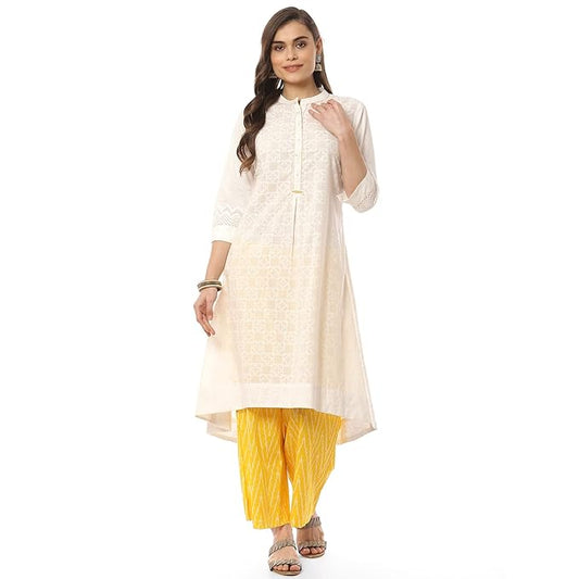 Bloom Women Cotton A - Line Kurta Cropped Palazzo Suit Set