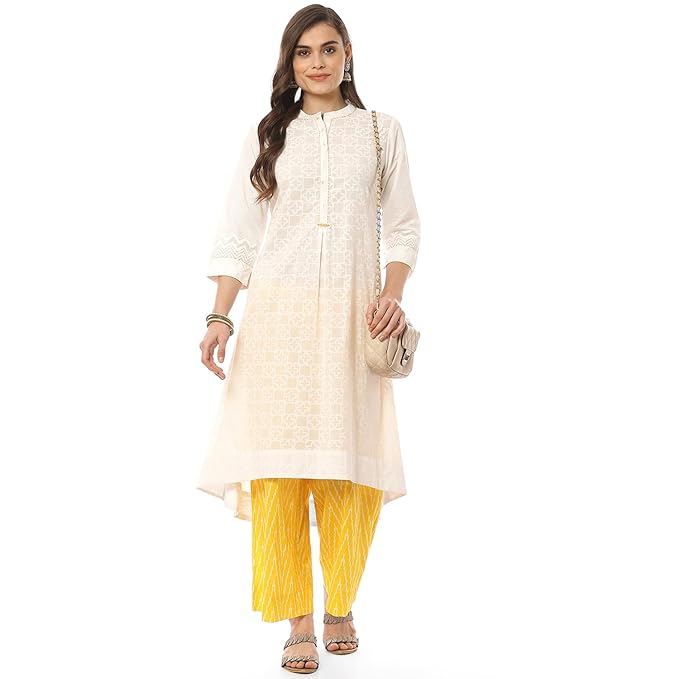 Bloom Women Cotton A - Line Kurta Cropped Palazzo Suit Set