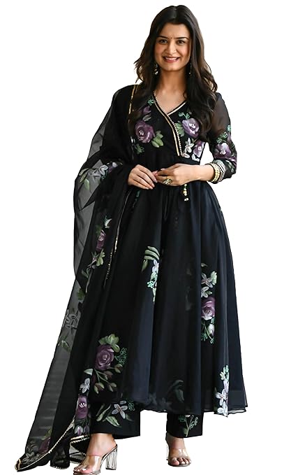 Shreeya Women's Georgette Anarkali Floral Printed Kurta