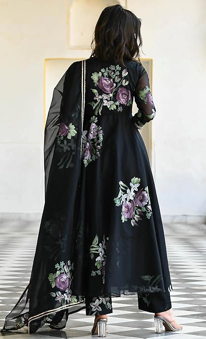 Shreeya Women's Georgette Anarkali Floral Printed Kurta